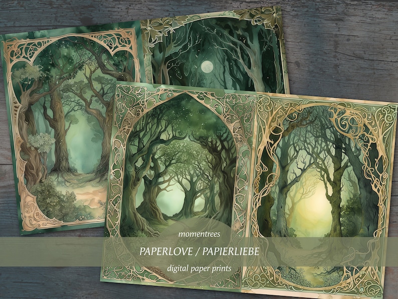 forêt verte mystérieuse arbres magiques papiers numériques télécharger journal kit scrapbooking kits de journal éphémère et accessoires scrapbook image 5
