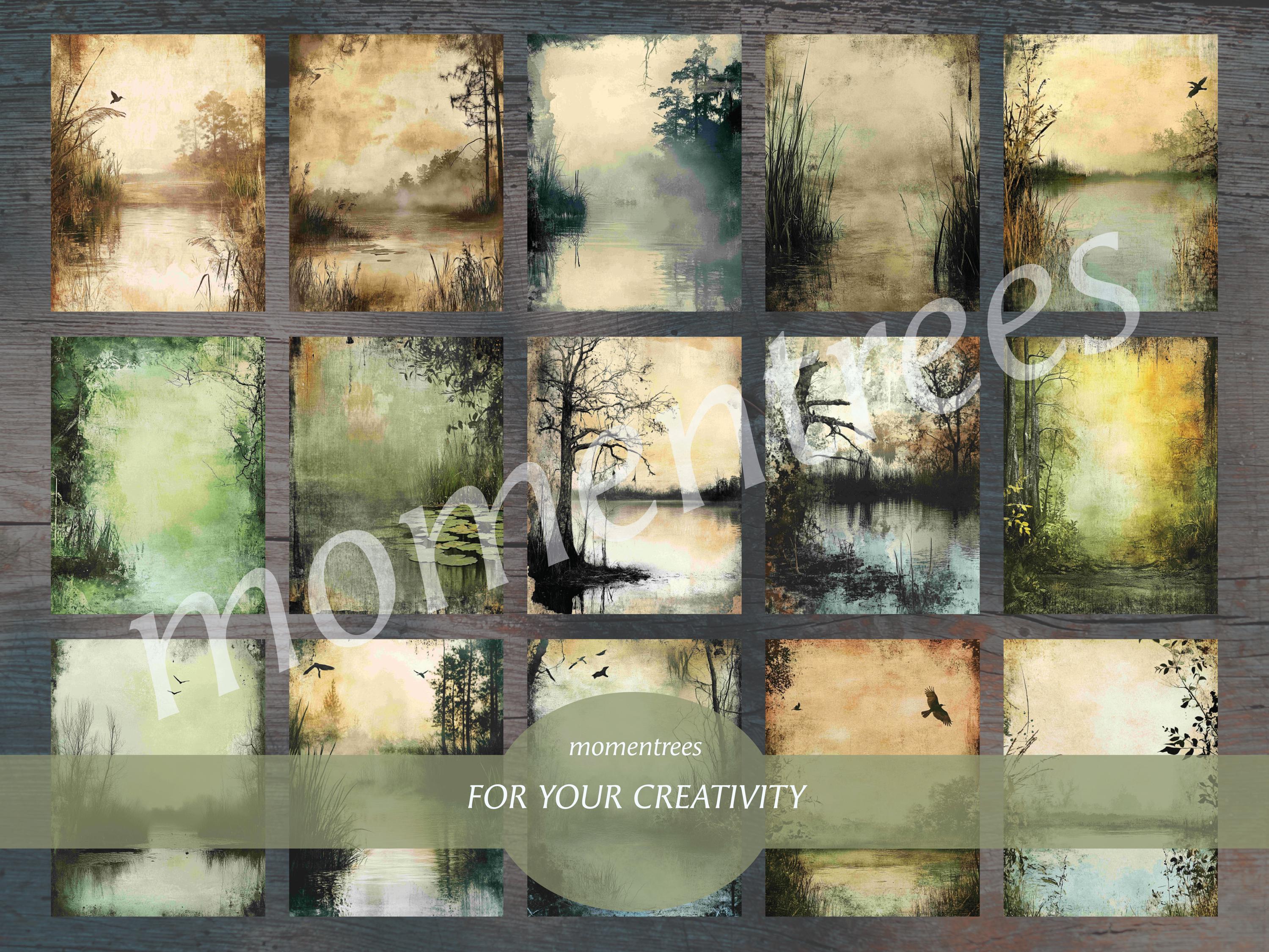 Moorland Junk Journal Paper: Swamp Nature Printable (digital Download ...