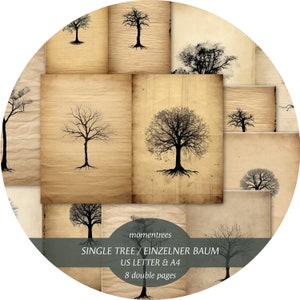 Enkele boom magische bomen digitale Papers Download Vintage Journal Kit Scrapbooking Ephemera Journal Kits Supplies Scrapbook Basic