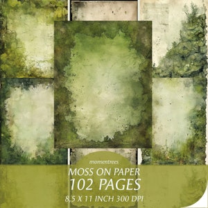 Scrapbooking, mos op papier, achtergrondruimte om te schrijven, dagboek, junk journal, digitaal papier, bundel, afdrukbare afbeeldingen