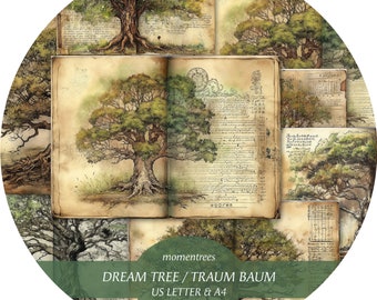 DREAM TREE digital papers to download vintage stationery journal kit scrapbooking Ephemera journal kits and scrapbook paper supplies