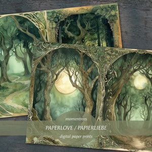 forêt verte mystérieuse arbres magiques papiers numériques télécharger journal kit scrapbooking kits de journal éphémère et accessoires scrapbook image 6