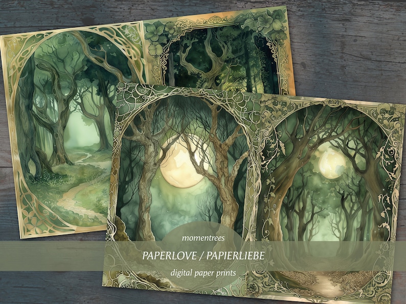 forêt verte mystérieuse arbres magiques papiers numériques télécharger journal kit scrapbooking kits de journal éphémère et accessoires scrapbook image 6