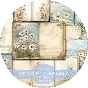 DAISY FLOWERS, modelli di diario magico con corsivo, spartiti, fiori, effimeri digitali e forniture per scrapbooking, carte e arte