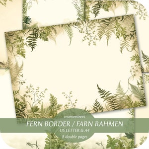 Fougère cadre forêt fougère papiers numériques pour télécharger vintage journal kit scrapbooking éphémères journaux kits et fournitures de papier scrapbook