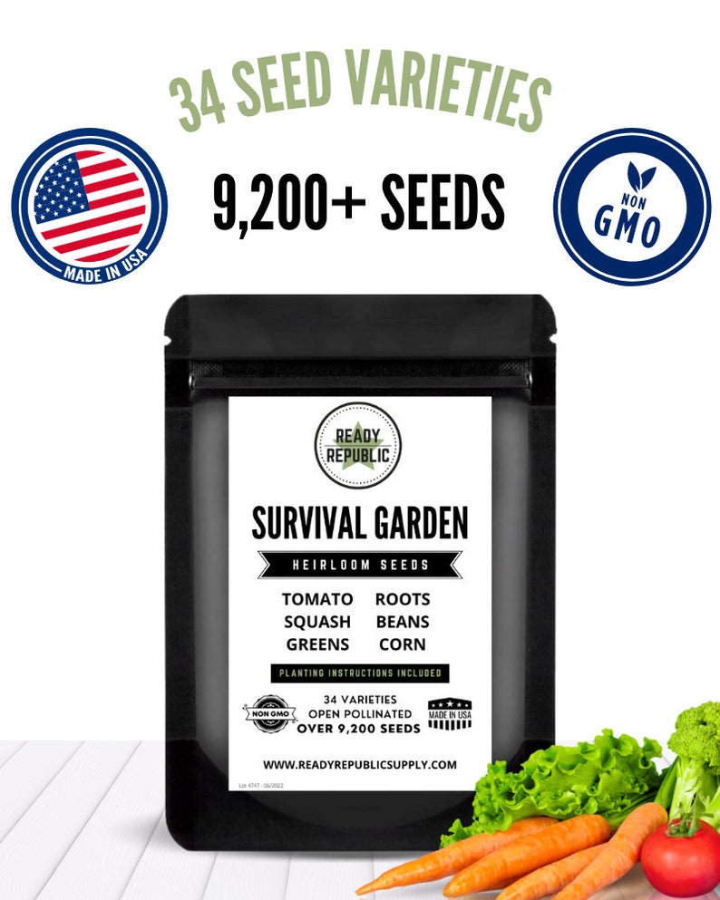 Emergency Survival Garden Kit Heirloom Seeds Vegetable Seed Etsy