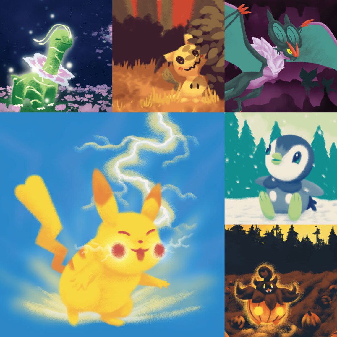 Pokemon Postcard Art Prints Etsy