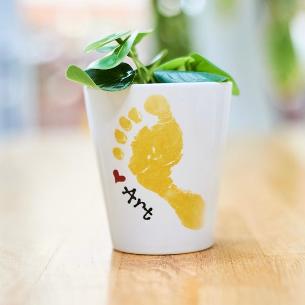 Personalised Plant Pot, Hand Print Plant Pot, Foot Print Plant Pot, Mothers Day Gift