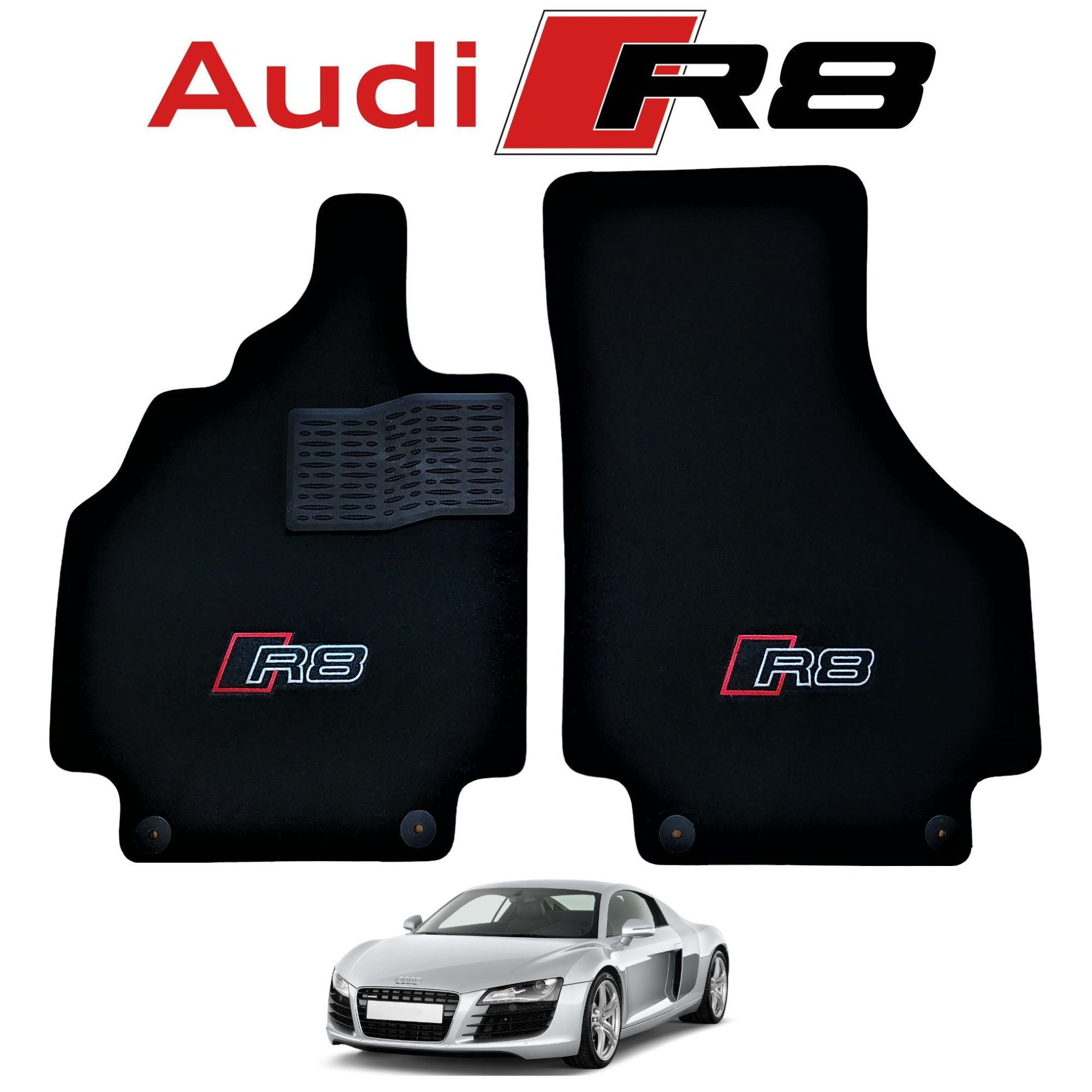 フロアマット フロアマットアウディR8 2014年から2021年ブラック限定版テーラードカーペットSET Floor Mats For