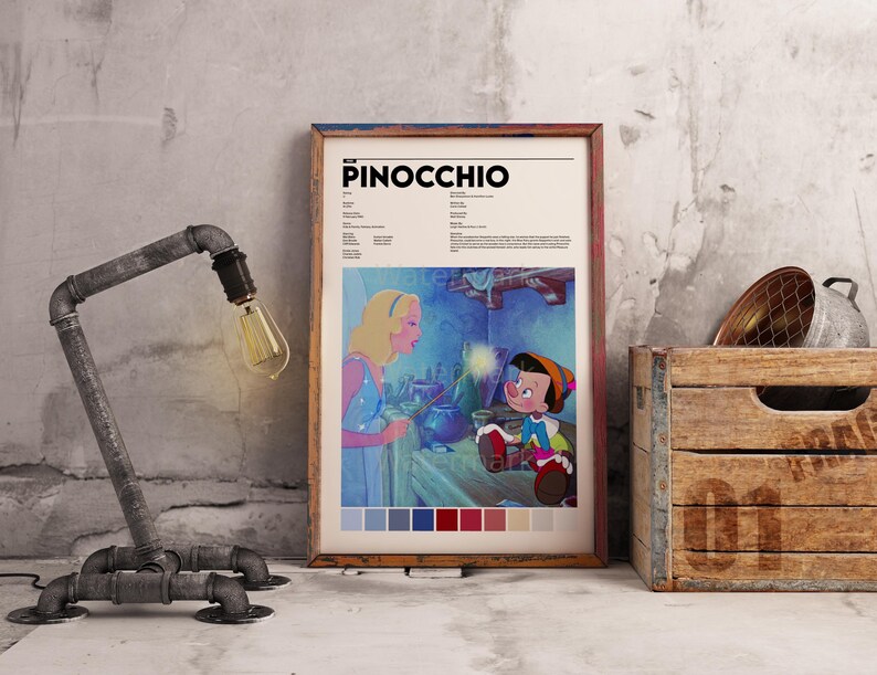 Pinocchio Lettering Pinocchio 1940 Poster | 85th Anniversary | Disney | Wall Art Print ...