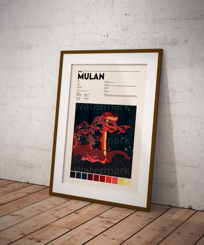 Mulan Poster | Wall Art Print | Vintage Art Print | Custom Movie Poster ...