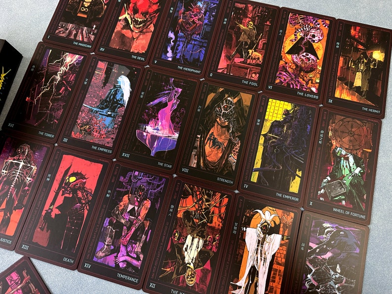 Cyberpunk Tarot Cards 22 Major Arcana Game Illustration Etsy