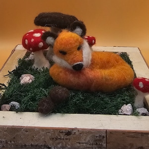 Gevilte vos, decoratie, herfst, handgemaakt, vilten, cadeau, huisdecoratie, bos,