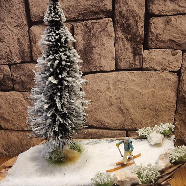 Ski de randonnée, modèle, miniature, cadeau, unique, fait main, décoration, unique, belle décoration, décoration d’hiver, hiver, skieur