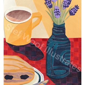 French breakfast Print, available in A6, A4, and A3