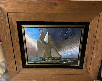 Foil art ship on the sea