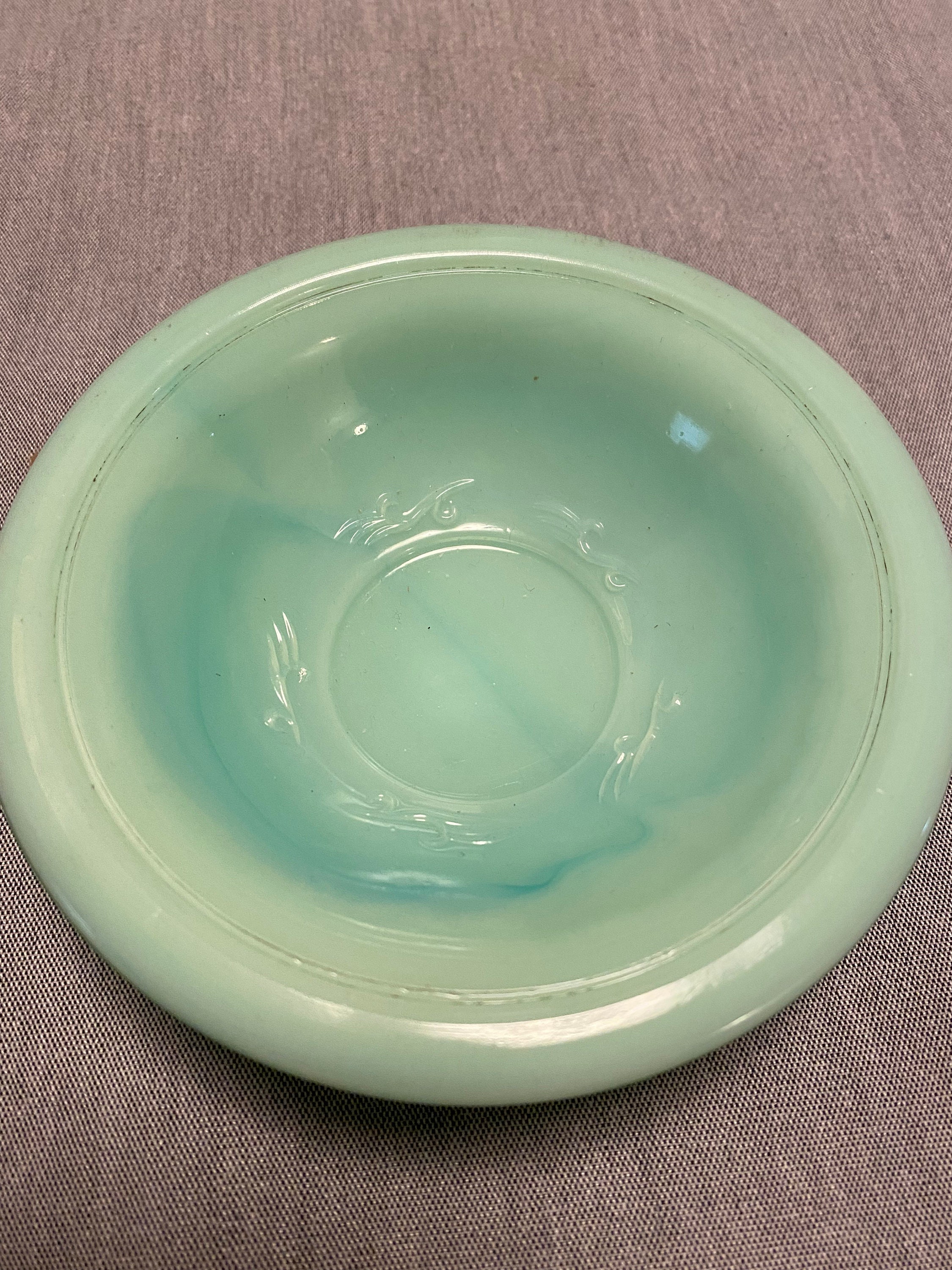 Vintage green milk glass bowl jade green color