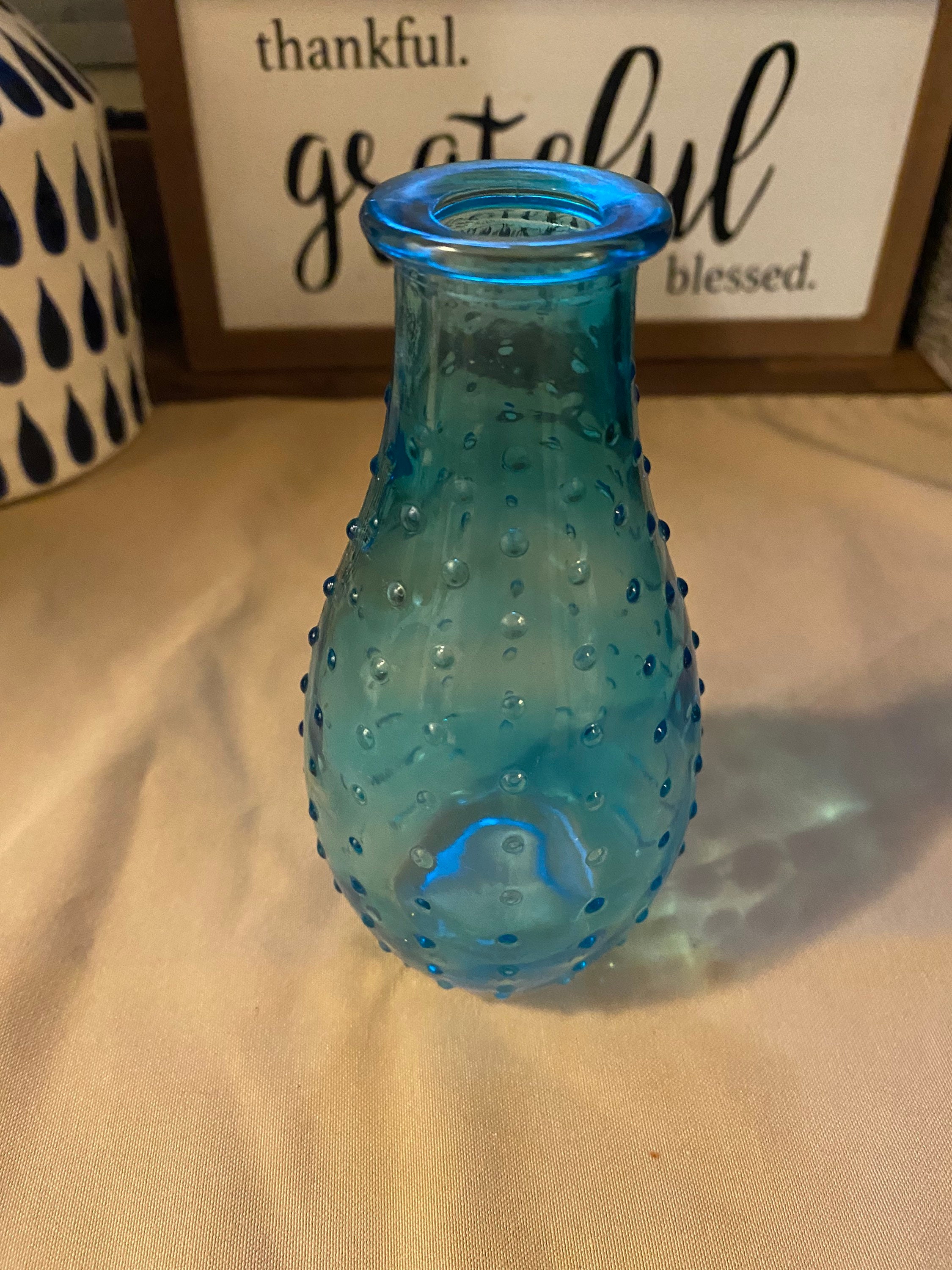 Blue hobnail glass vase - Etsy 日本