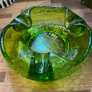 Green crackle glass cigar ashtray.