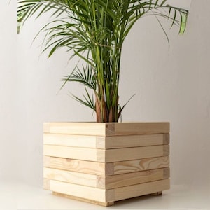 Quadratischer Holzbehälter für Innen, quadratischer Blumentopf für Garten, Landhaus Pflanzzubehör