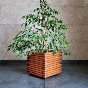 Moderner Indoor Holzpflanztopf, Terrassenblumentopf im minimalen 3D-Design, Holztopf für Outdoor oder Indoor, Industriestil Blumentopf