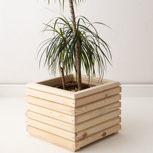 Holzabdeckung für große Blume 3D, Stilvoller Pflanzentopf für Bauernhauseinrichtung, Indoor-Plane in minimalem Stil