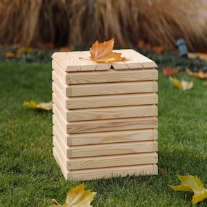Outdoor storage box with seat, wooden box for garden equipment, solid wood deck box