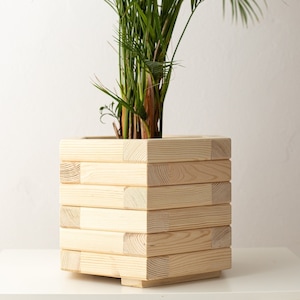 Sechseckiger Übertopf für Blumen, Holztopf in sechseckiger Form, Boho Wohnraumdekoration