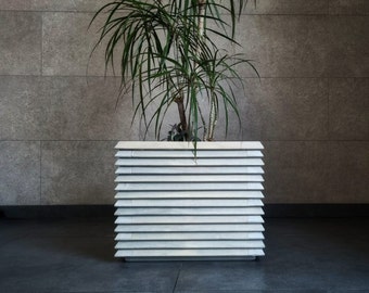 Modern indoor wooden planter, Terrace flowerpot in minimal design 3D, wooden pot for outdoor or indoor, industrial style flower pot