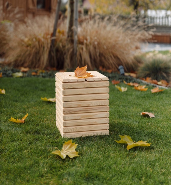 Outdoor Aufbewahrungskiste mit Sitz, Holzkiste für Gartengeräte, Deckkiste aus Massivholz