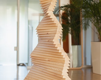 Sapin de Noël en bois, Sapin minimal pour Noël, Sapin de Noël écologique pour petit espace, Décoration de Noël champêtre, Décoration de Noël pour la maison 114 cm