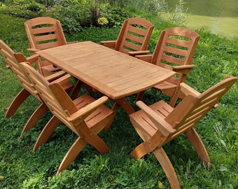 Garden furniture set,  Wooden garden furniture, foldable patio furniture, Table and Seats for Outdoors