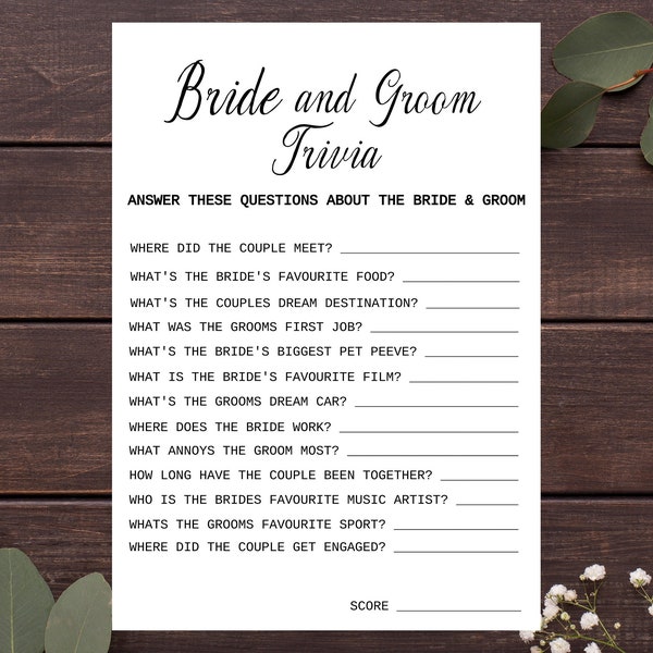Wedding Trivia - Etsy