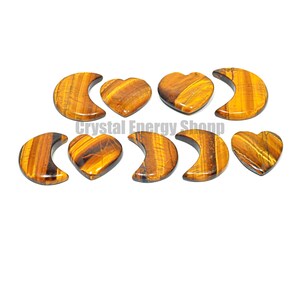 Tiger Eye Crescent Moon Star Shape Beads, Tiger Eye Crescent Moon Shape Gemstones, Tiger Eye Crystal Heart Moon Shape For Jewellery Making