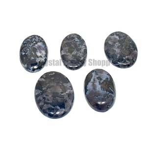 Lot Of 5 Mystic Merlinite Oval Shape Gemstone Mystic Merlinite Crystal For Jewelry Making Indigo Gabbro Stone, Rocks and Geodes