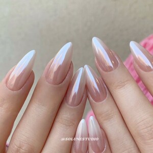 Glazed Donut Ombre Press on Nail Nude Chrome Press on Nails - Etsy