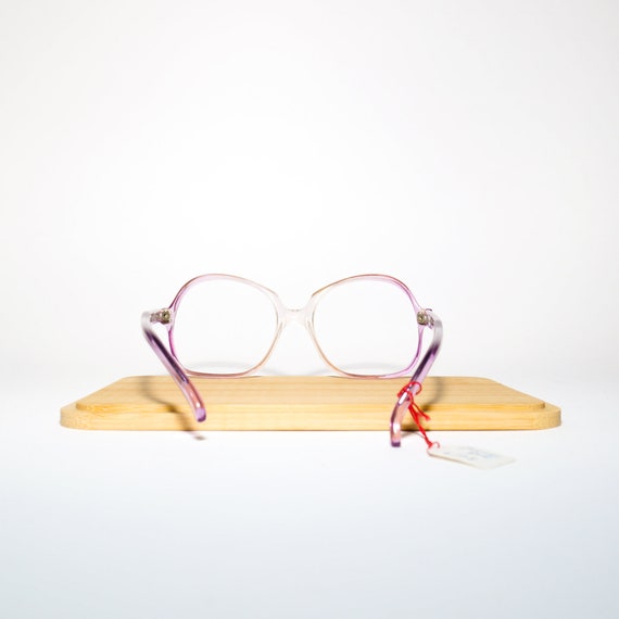 VINTAGE Premium Eyeglasses 1970s | Clear and Pink Plastic Frames