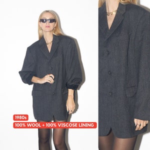VINTAGE 100% wool blazer 1980s by Arrondo®| premium wool blazer | dark grey wool blazer with dark lining | premium vintage style