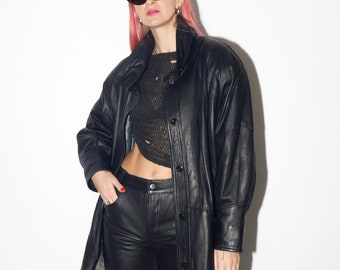 VINTAGE Black Leather Jacket 1980s by Victor Sanjuan From