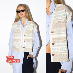 VINTAGE vest 1980s | wool vintage vest | Diserto vintage vest | jacquard vintage vest | oversize vintage vest | hippie vest | boho vest