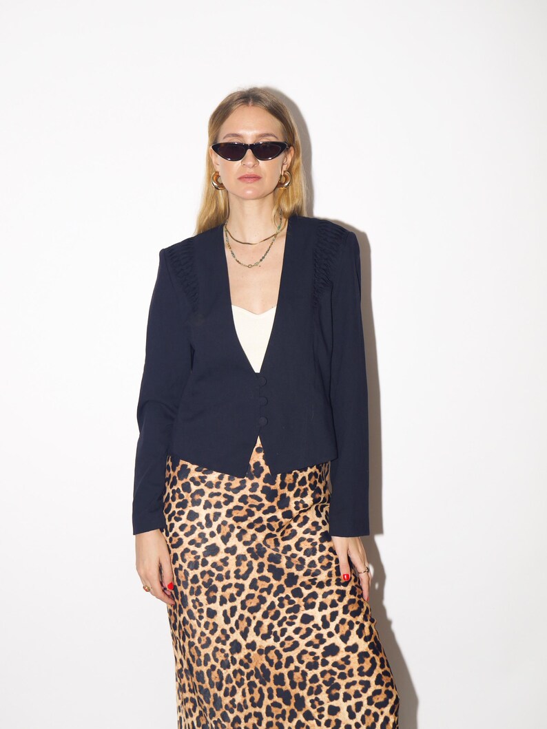 vintage navy draw string blazer professional >>> S to M