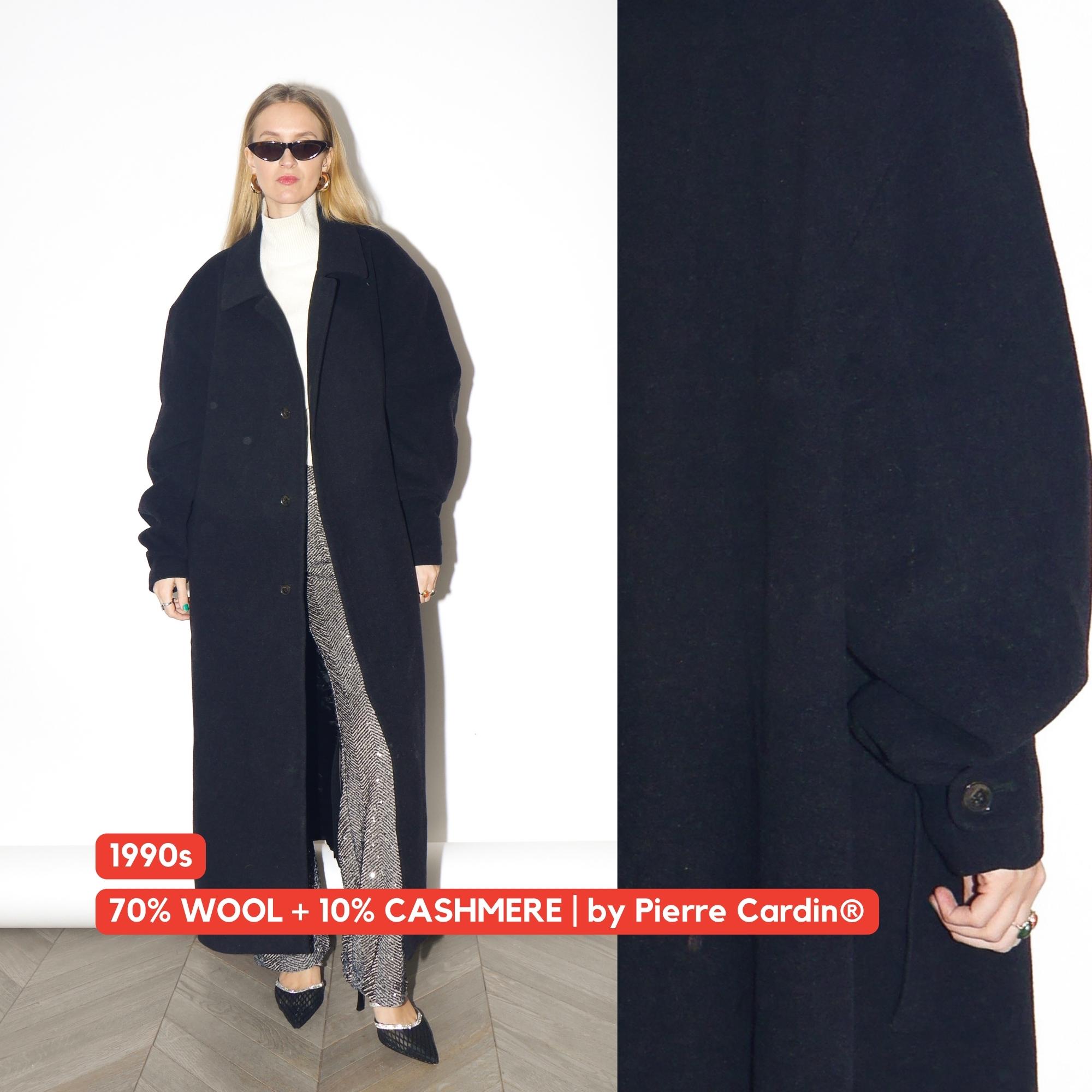 90s Pierre Cardin アンゴラウールロングコート 名作 初期 VINTAGE Black Wool Maxi Coat From 1990s by Pierre Cardin® With