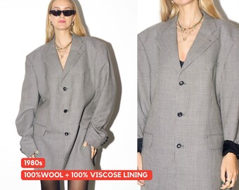 1 VINTAGE 100% wool blazer 80s by ... | pure new wool blazer | vintage oversized wool blazer