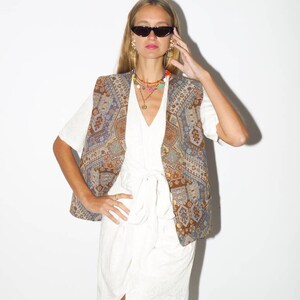 VINTAGE väst 1980-talet | jacquardbomulls vintageväst | Miss Joy väst | oversize vintageväst i bomull | retro hippieväst | bohoväst | modopol bild 9