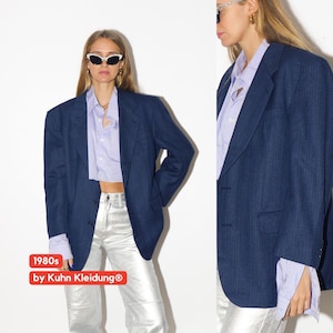 VINTAGE blazer 1980s | Kuhn Kleidung blazer | navy blazer | mens retro blazer | mens wool blazer | oversize blazer | striped blazer