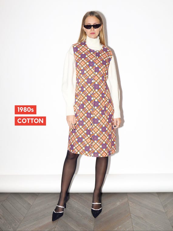 vintage check detail cotton dress Burberry Vintage Check Cotton Shirt Dress