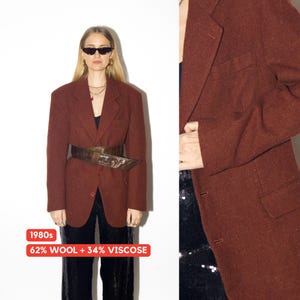 VINTAGE wool and viscose blazer in rusty red from 1980s by Jacques Gallé