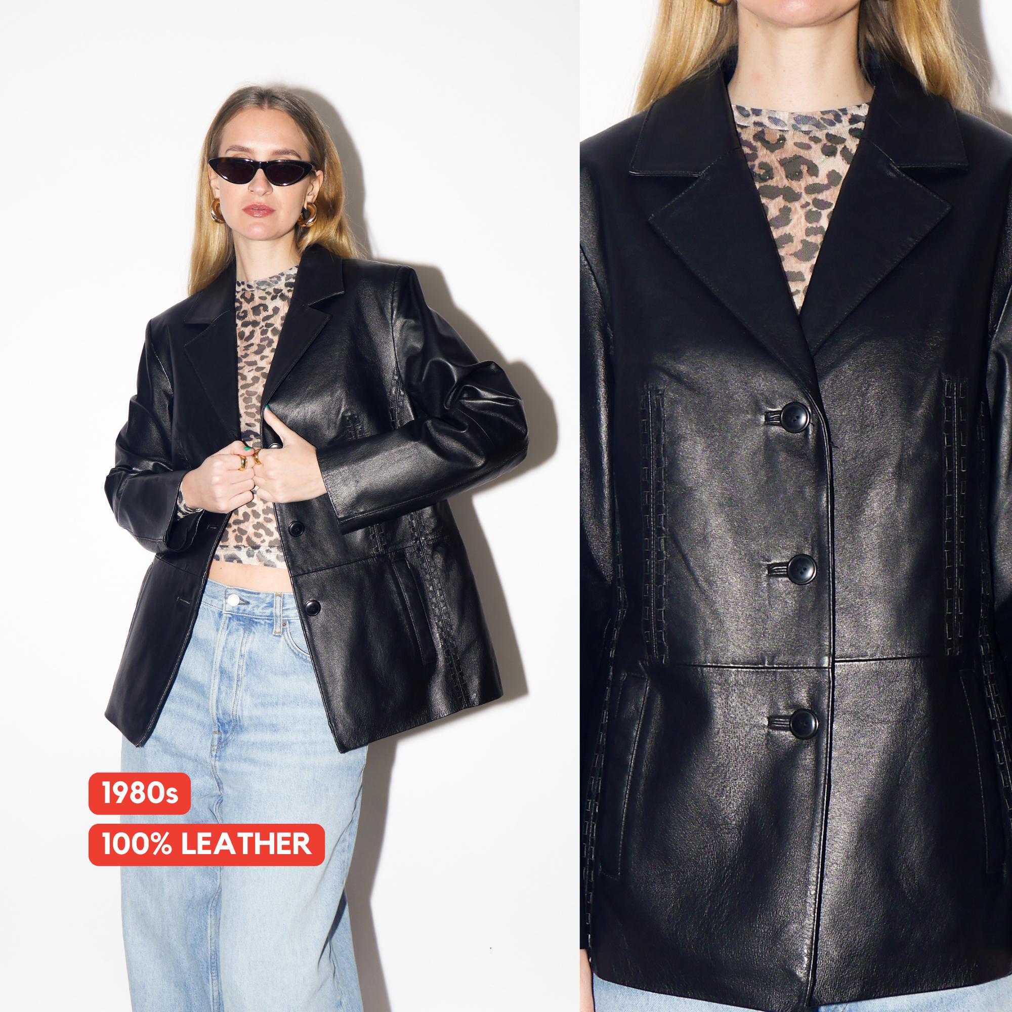 VINTAGE Black Leather Jacket From 1980s | Vintage Black Leather