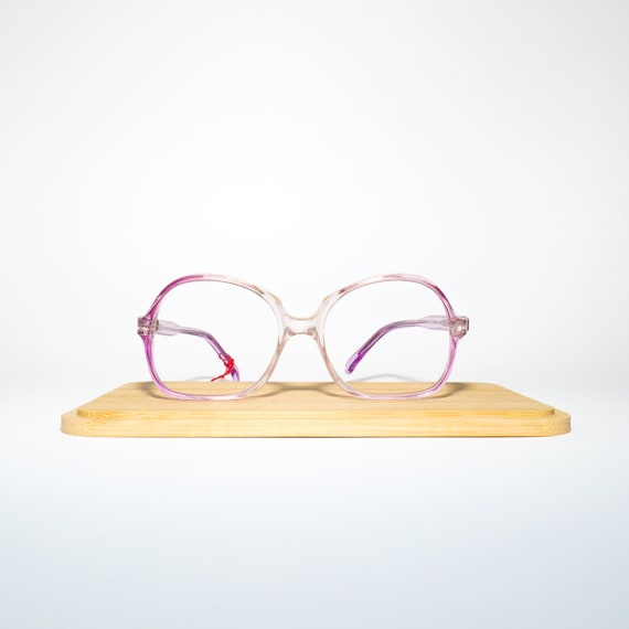 VINTAGE Premium Eyeglasses 1970s | Clear and Pink Plastic Frames