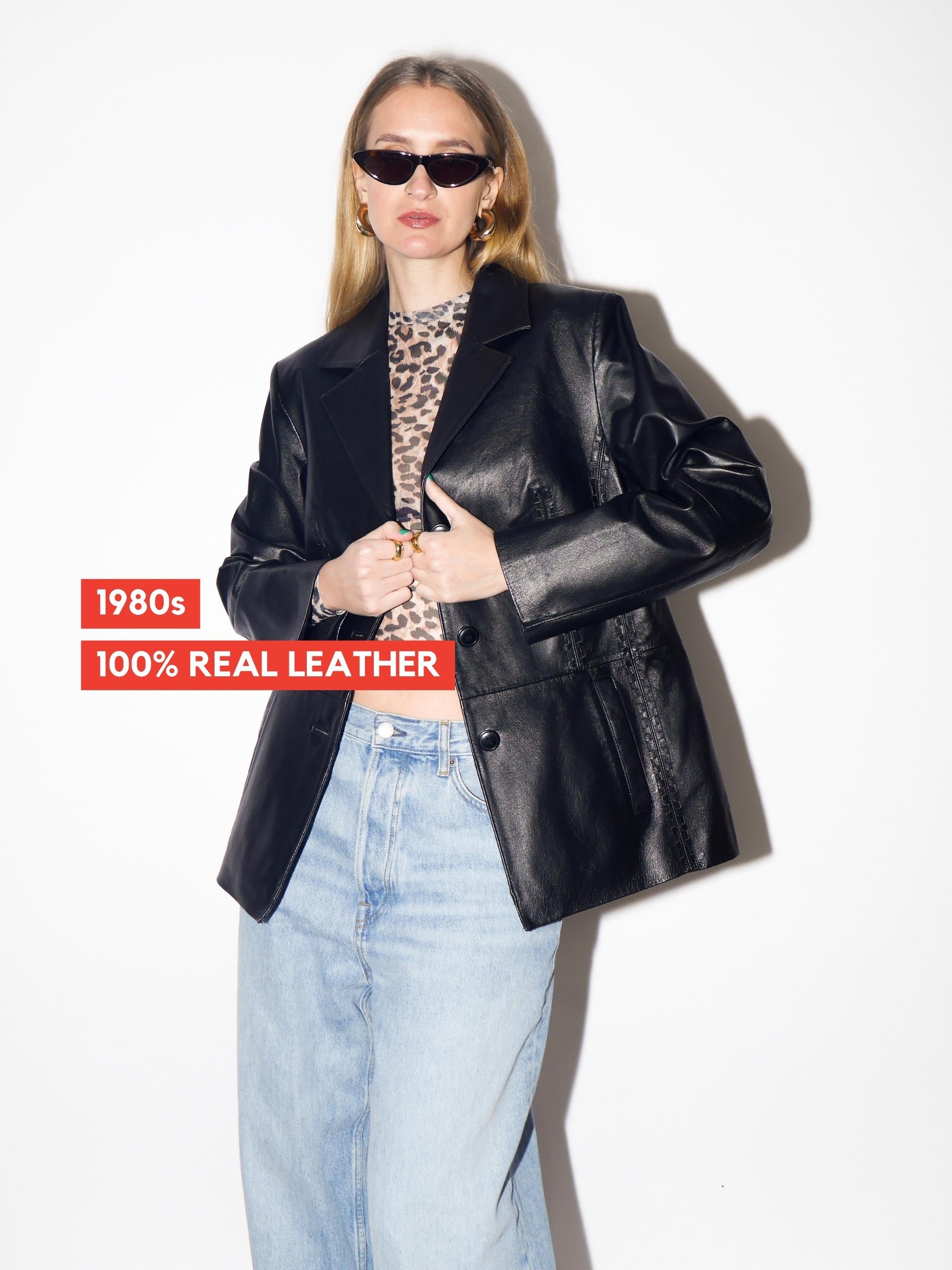 VINTAGE Black Leather Jacket From 1980s | Vintage Black Leather